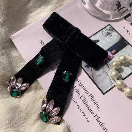 bijou ribbon hair pin