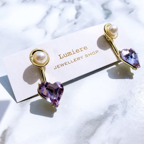 purple heart × pearl 2way pierce