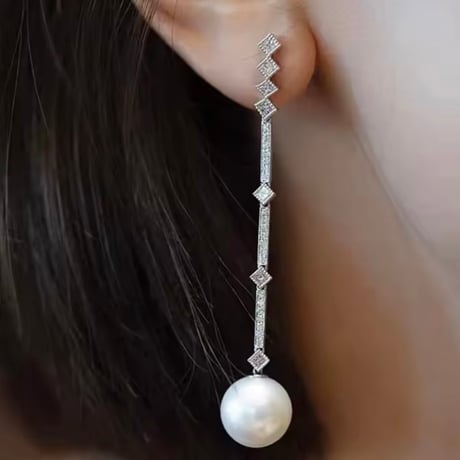 stone pearl long pierce