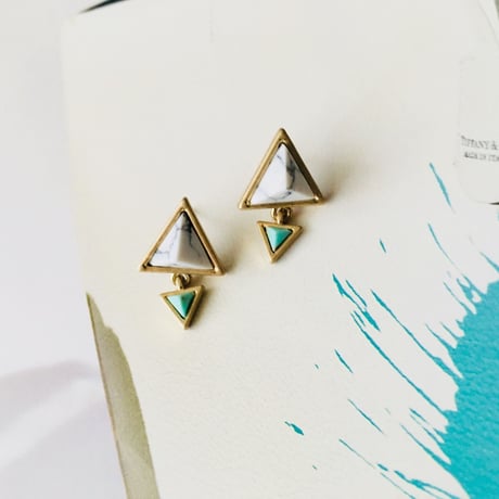 marble  turquoise triangle  pierce