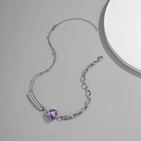 heart stone silver chain necklace