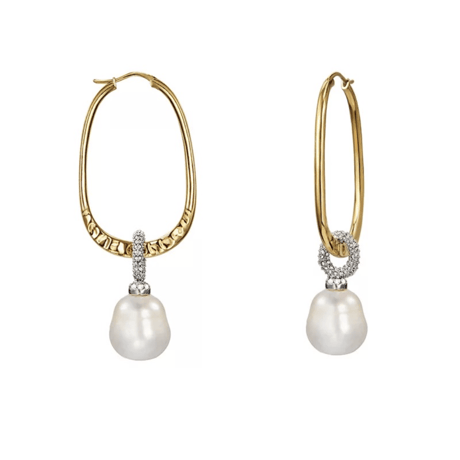 baroque pearl stone hoop pierce
