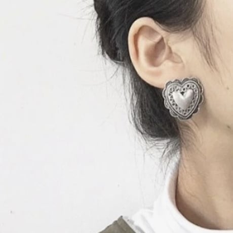 vintage heart silver pierce