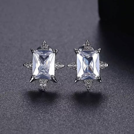 studs square zirconia  pierce