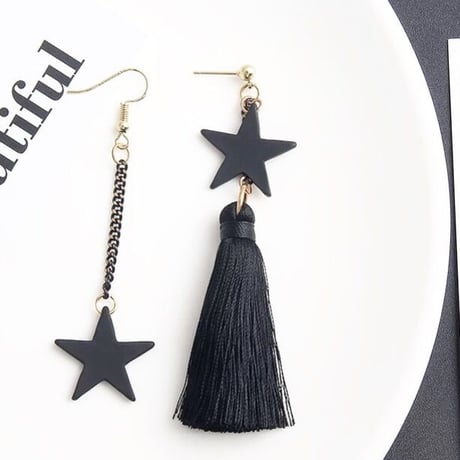 black star asymmetry tassel pierce