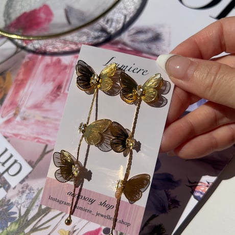 see-through butterfly long pierce