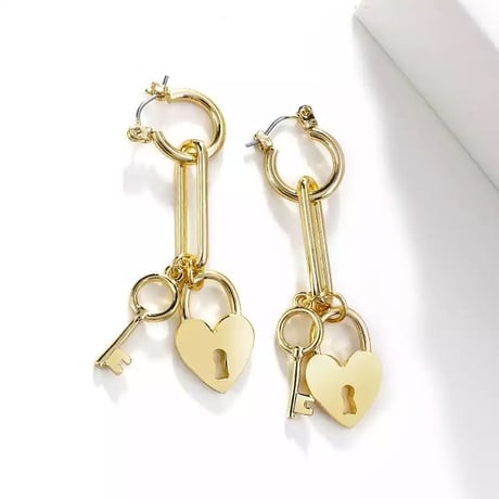 gold heart key pierce