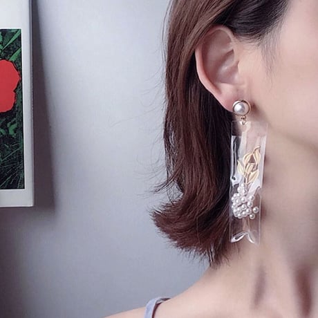 clear sack pearl flower pierce