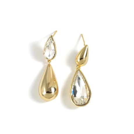 stone × gold double drop pierce