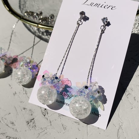 glas bowl × span flower long pierce/earring