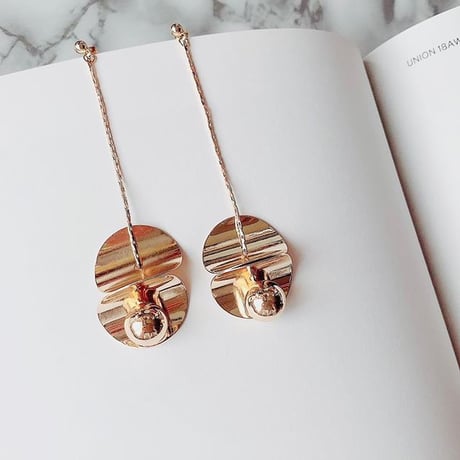 bowl metal long pierce/earring