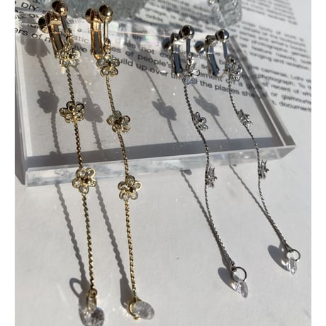 flower stone long chain earring