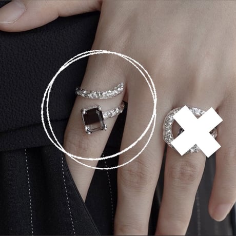 square black stone open ring