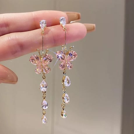 butterfly pink long pierce