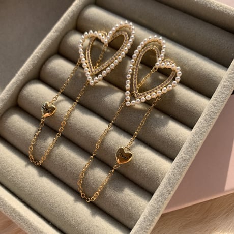 double heart chain love pierce