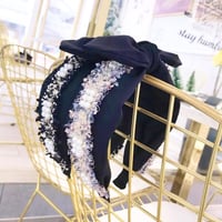 tweed × pearl ribbon hair band