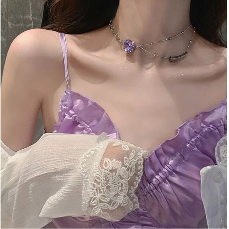 heart stone silver chain necklace