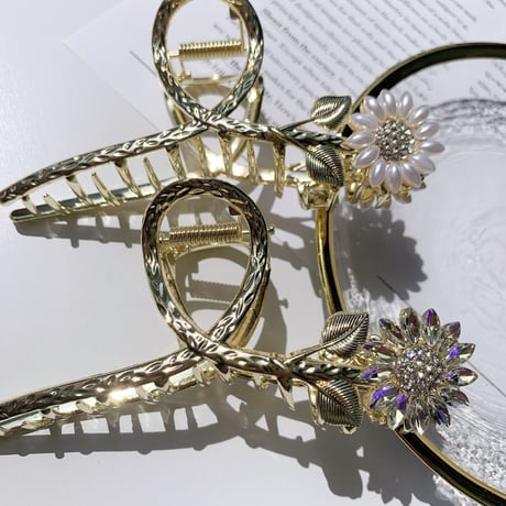 flower long hair clip