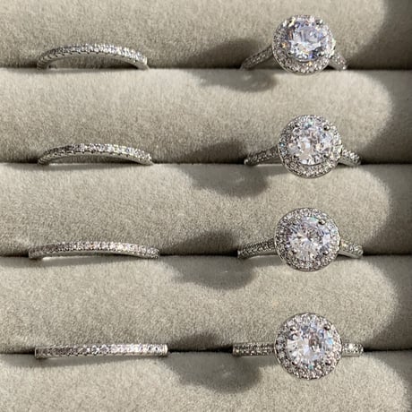 zirconia stone ring 2set