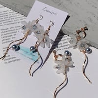 colour pearl  flower curve pierce/earring