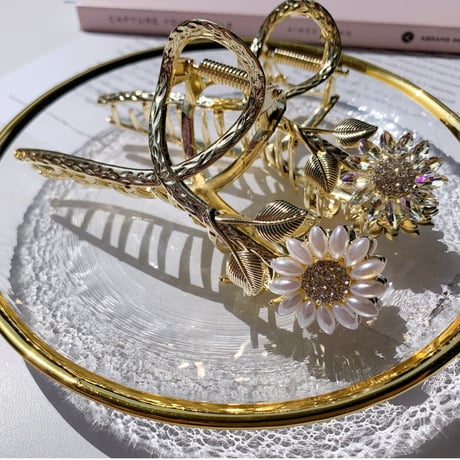 flower long hair clip