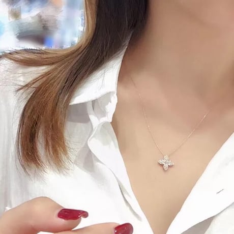 flower stone ping gold necklace