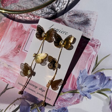 see-through butterfly long pierce