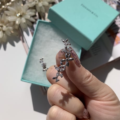 silver flower stone stick pierce