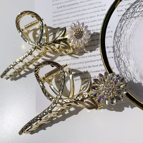 flower long hair clip