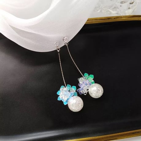 glas bowl × span flower long pierce/earring