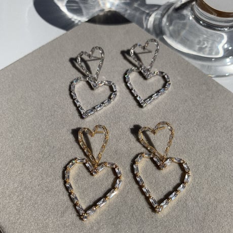 double heart stone pierce