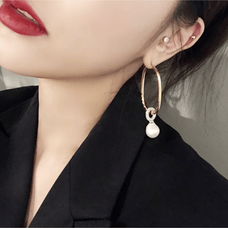 baroque pearl stone hoop pierce
