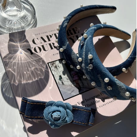denim hair band/hair pin