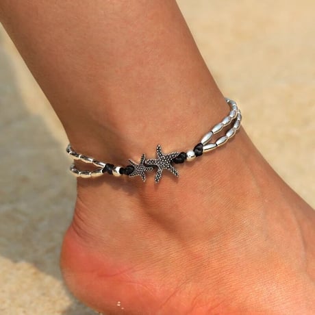 summer silver sea star anklet