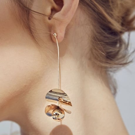 bowl metal long pierce/earring