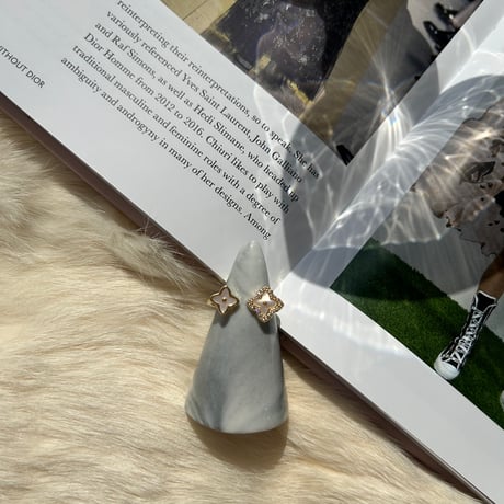 double shell flower open ring