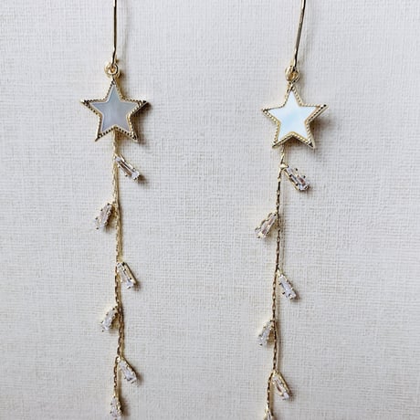 white star stone long pierce