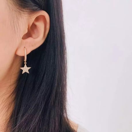 gold star  stone loop pierce