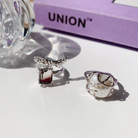 square black stone open ring