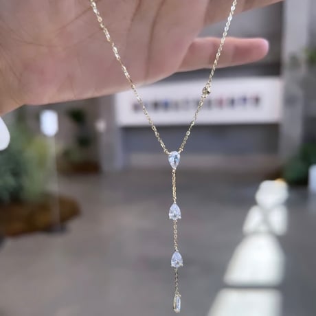 drop stone necklace 2set