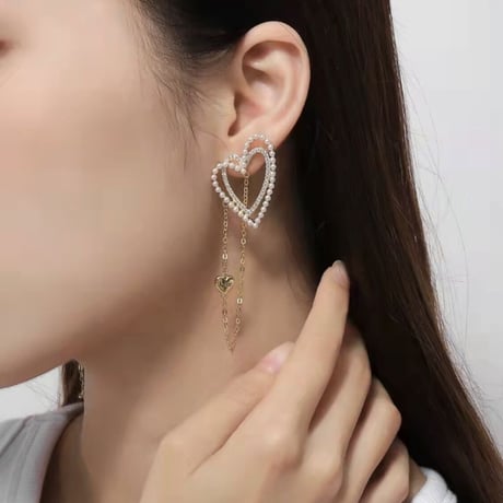 double heart chain love pierce