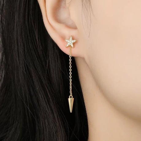 star × studs chain 2way pierce