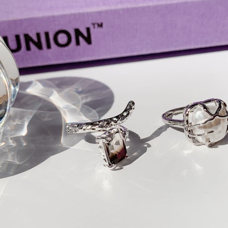 square black stone open ring