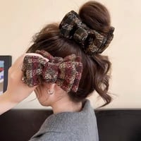 check ribbon hair clip