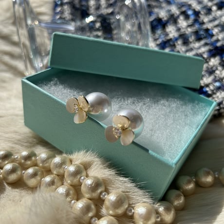 shell flower pearl catch 2way pierce