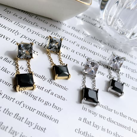 black stone square chain  pierce