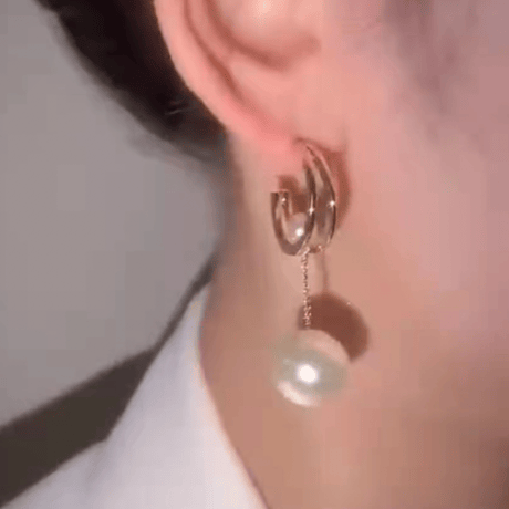 double pearl chain hoop pierce