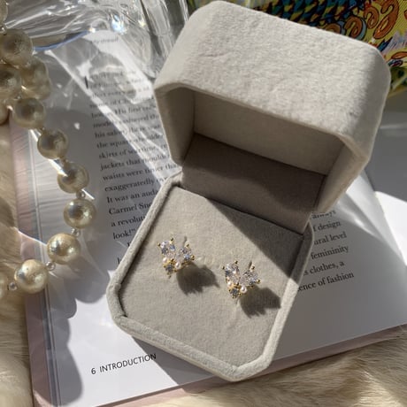heart stone pearl mini pierce