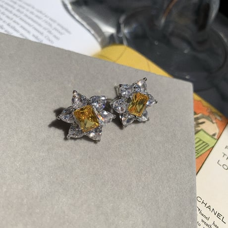 zirconia flower yellow stone pierce