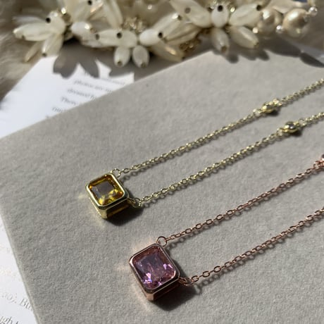 square color stone necklace